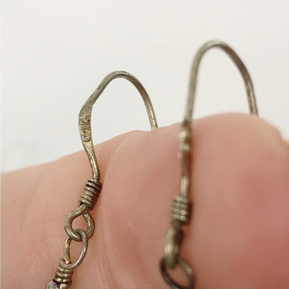 Vintage Lampwork Rose 925 Sterling Art Glass Quartz Beaded Drop Earring Sets Lot - Picture 9 of 16